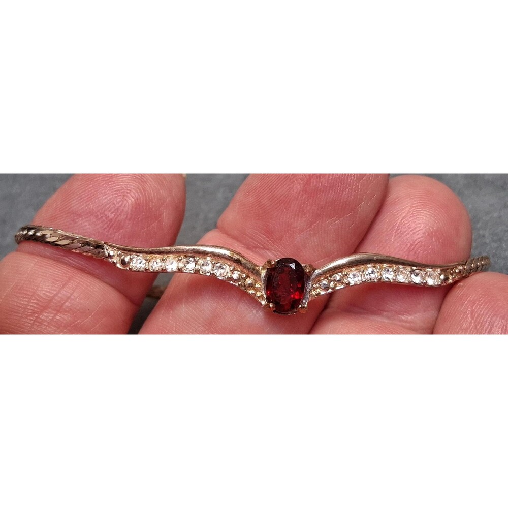 Ruby Rhinestone Necklace Bracelet Set Vintage - Picture 4 of 8